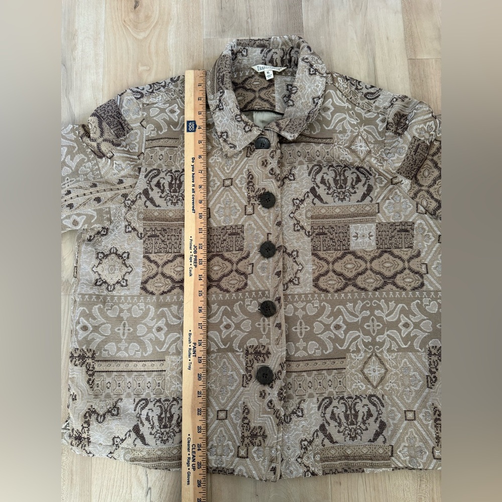 TravelSmith Neutral Patchwork Tapestry Blazer - image 9